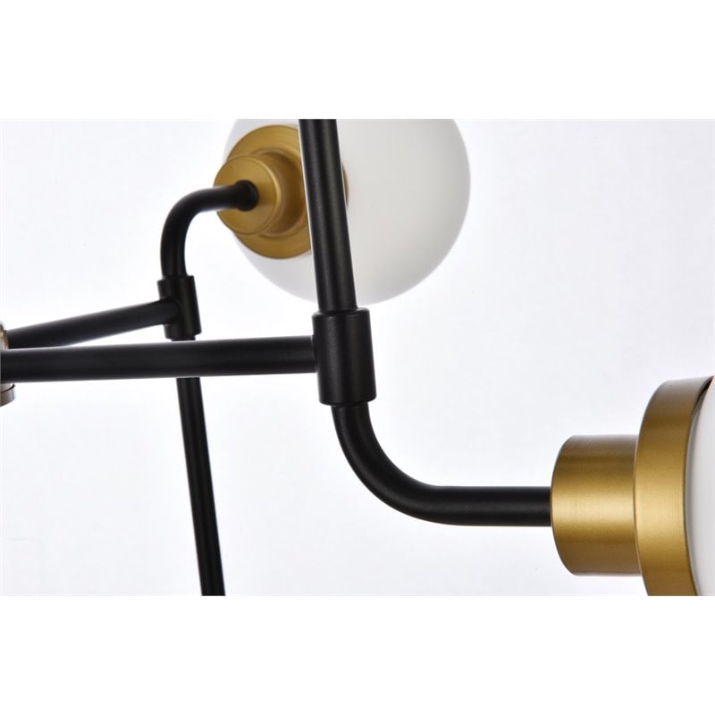 Living District Hanson 8-Light Metal Pendant w/ Frosted Shade in Black and Brass