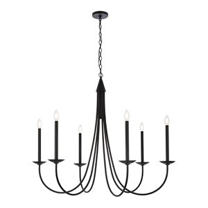 Living District Cohen 6-Light Mid-Century Metal Pendant in Black