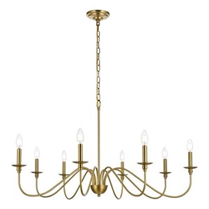 Living District Rohan 42&quot 8-Light Transitional Metal Chandelier in Satin Gold