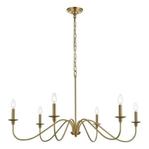 Living District Rohan 42&quot 6-Light Transitional Metal Chandelier in Satin Gold