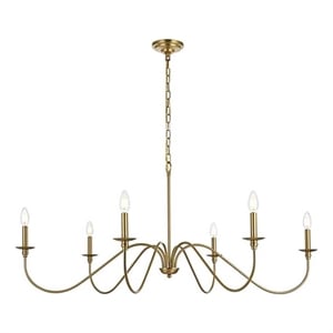 Living District Rohan 48&quot 6-Light Transitional Metal Chandelier in Satin Gold
