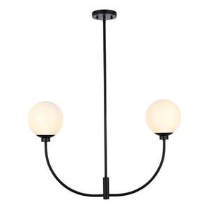 Living District Nyomi 19&quot 2-Light Metal/Glass Chandelier in Black/White