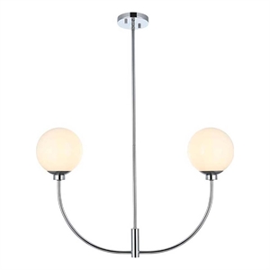 Living District Nyomi 19&quot 2-Light Metal/Glass Chandelier in Chrome/White