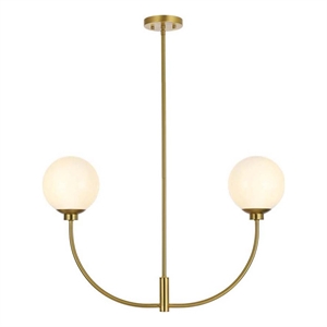 Living District Nyomi 19&quot 2-Light Metal/Glass Chandelier in Satin Gold/White