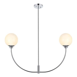 Living District Nyomi 21&quot 2-Light Metal/Glass Chandelier in Chrome/White