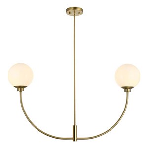 Living District Nyomi 21&quot 2-Light Metal/Glass Chandelier in Satin Gold/White