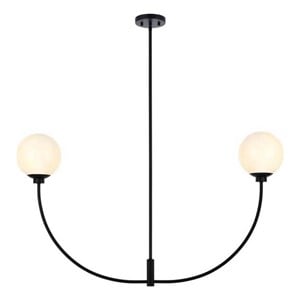 Living District Nyomi 24&quot 2-Light Metal/Glass Chandelier in Black/White