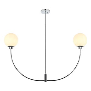 Living District Nyomi 24&quot 2-Light Metal/Glass Chandelier in Chrome/White