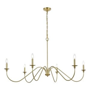 Living District Rohan 54&quot 6-Light Transitional Metal Chandelier in Brass