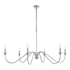 Living District Rohan 54&quot 6-Light Metal Chandelier in Polished Nickel
