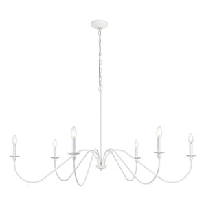 Living District Rohan 54&quot 6-Light Transitional Metal Chandelier in White