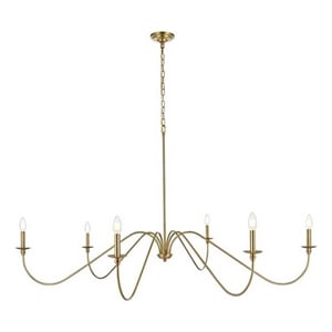 Living District Rohan 60&quot 6-Light Transitional Metal Chandelier in Satin Gold
