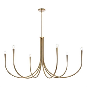 Living District Layne 55&quot 6-Light Transitional Metal Chandelier in Gold