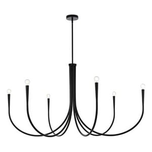 Living District Layne 50&quot 6-Light Transitional Metal Chandelier in Black
