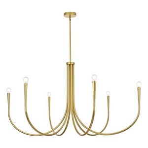 Living District Layne 50&quot 6-Light Transitional Metal Chandelier in Brass