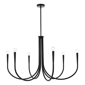 Living District Layne 42&quot 6-Light Transitional Metal Chandelier in Black