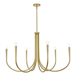 Living District Layne 42&quot 6-Light Transitional Metal Chandelier in Brass