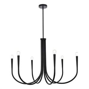 Living District Layne 36&quot 6-Light Transitional Metal Chandelier in Black