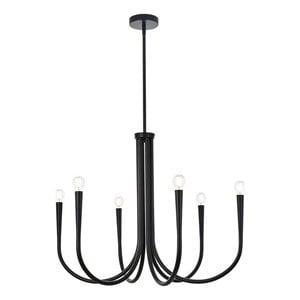 Living District Layne 30&quot 6-Light Transitional Metal Chandelier in Black