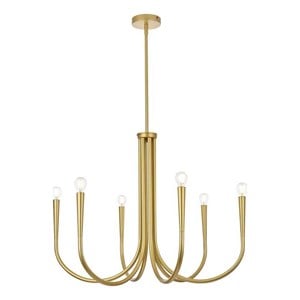 Living District Layne 30&quot 6-Light Transitional Metal Chandelier in Brass
