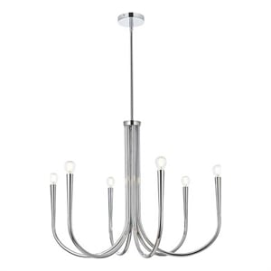 Living District Layne 30&quot 6-Light Transitional Metal Chandelier in Chrome