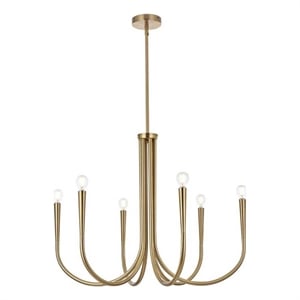 Living District Layne 30&quot 6-Light Transitional Metal Chandelier in Gold