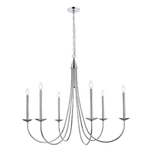 Living District Cohen 42&quot 6-Light Mid-Century Metal Chandelier in Chrome