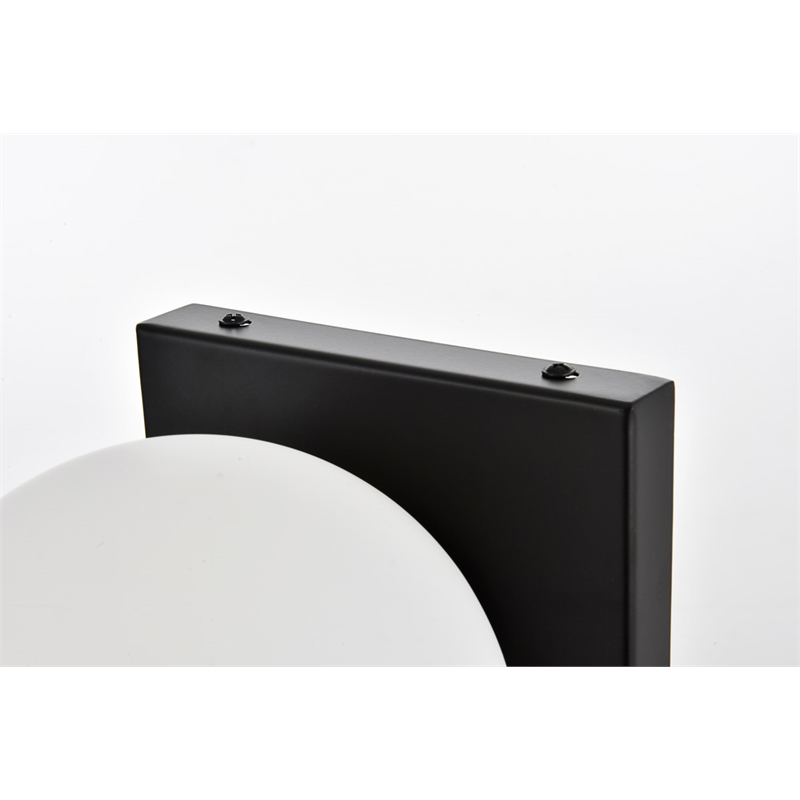Living District Jaylin 1-Light Iron & Glass Bath Sconce in Black/Frosted White