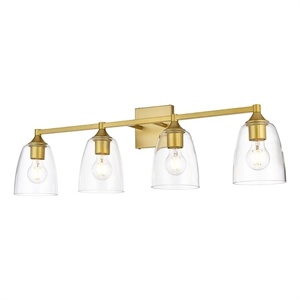 Living District Gianni 4-Light Iron & Glass Bath Sconce in Brass/Clear