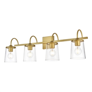 Living District Avani 4-Light Iron & Glass Bath Sconce in Brass and Clear