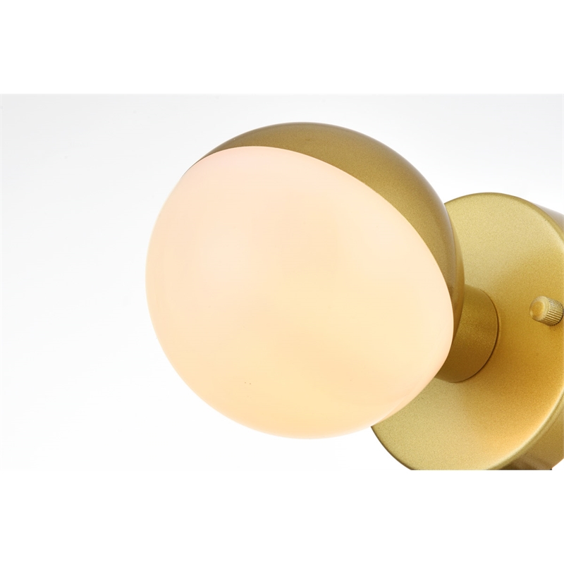 Living District Majesty 1-Light Metal Bath Sconce in Brass/Frosted White