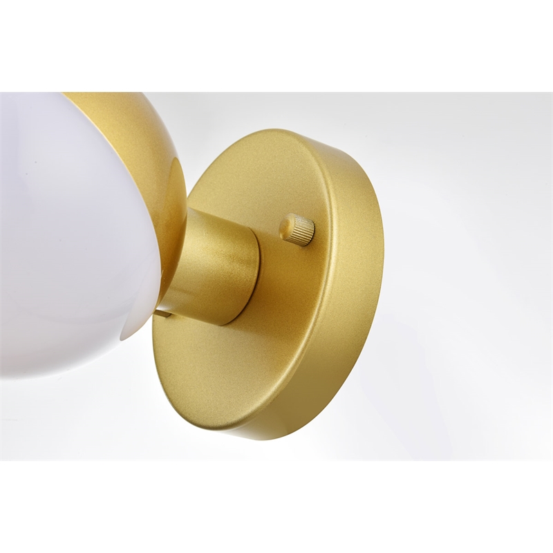Living District Majesty 1-Light Metal Bath Sconce in Brass/Frosted White