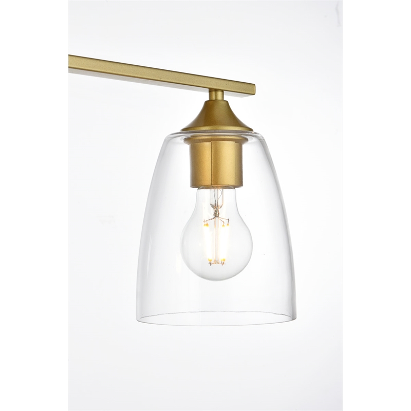 Living District Harris 4-Light Iron & Glass Bath Sconce in Brass/Clear