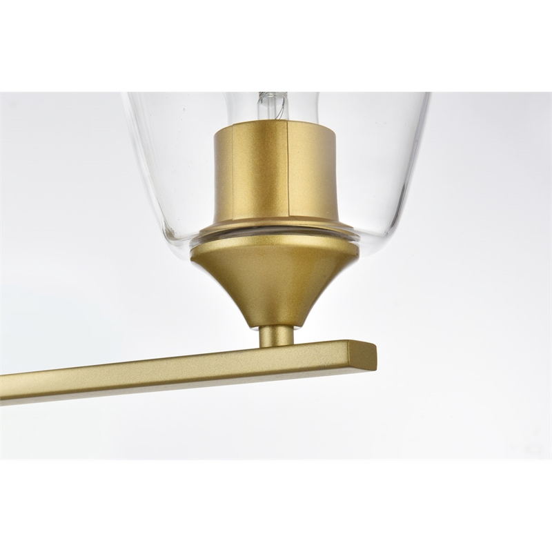 Living District Harris 4-Light Iron & Glass Bath Sconce in Brass/Clear