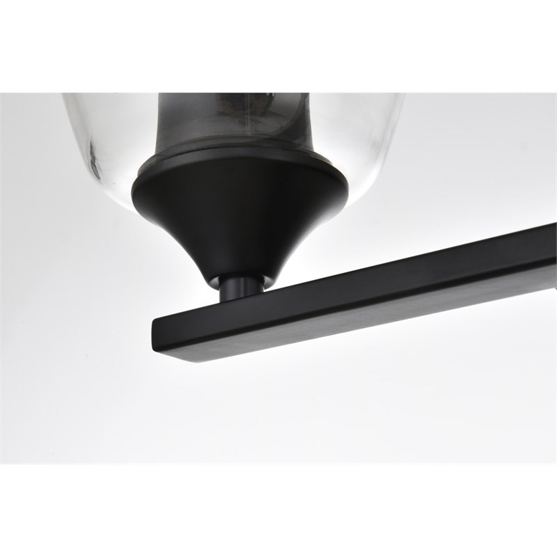 Living District Harris 4-Light Iron & Glass Bath Sconce in Black/Clear