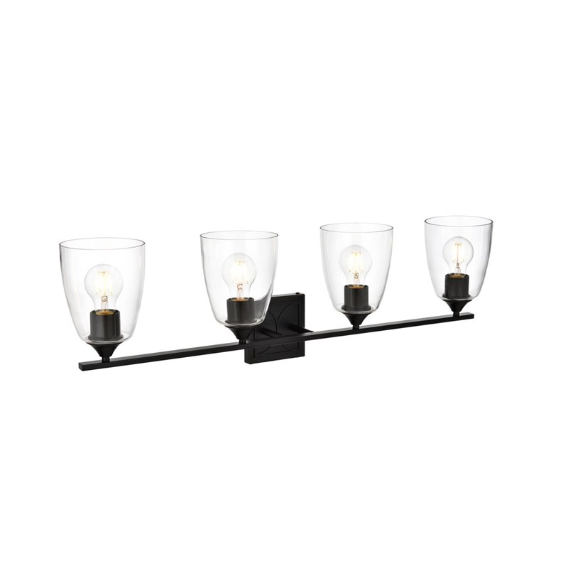 Living District Harris 4-Light Iron & Glass Bath Sconce in Black/Clear