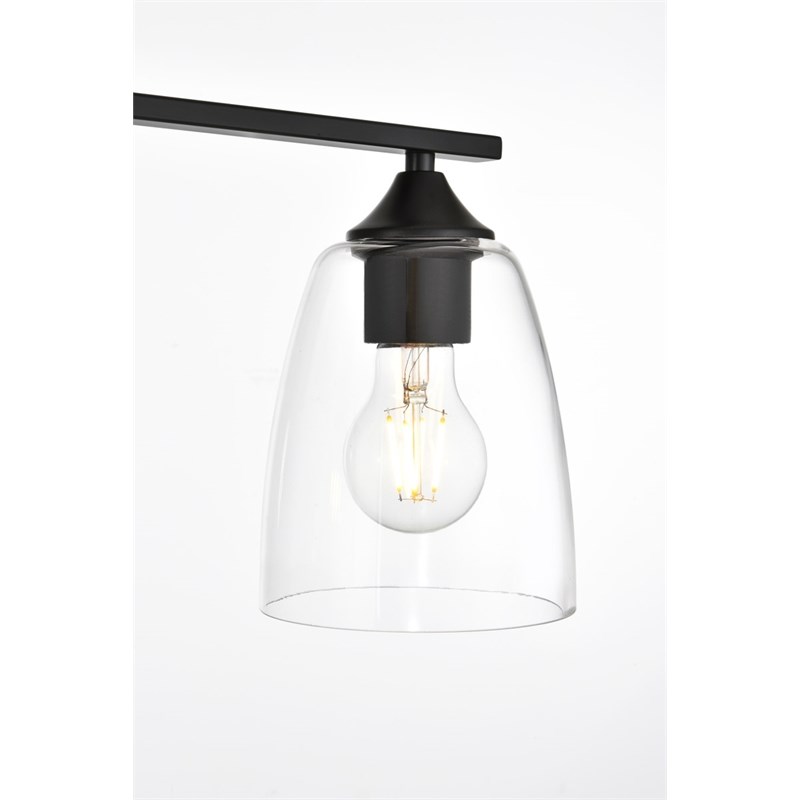 Living District Harris 4-Light Iron & Glass Bath Sconce in Black/Clear