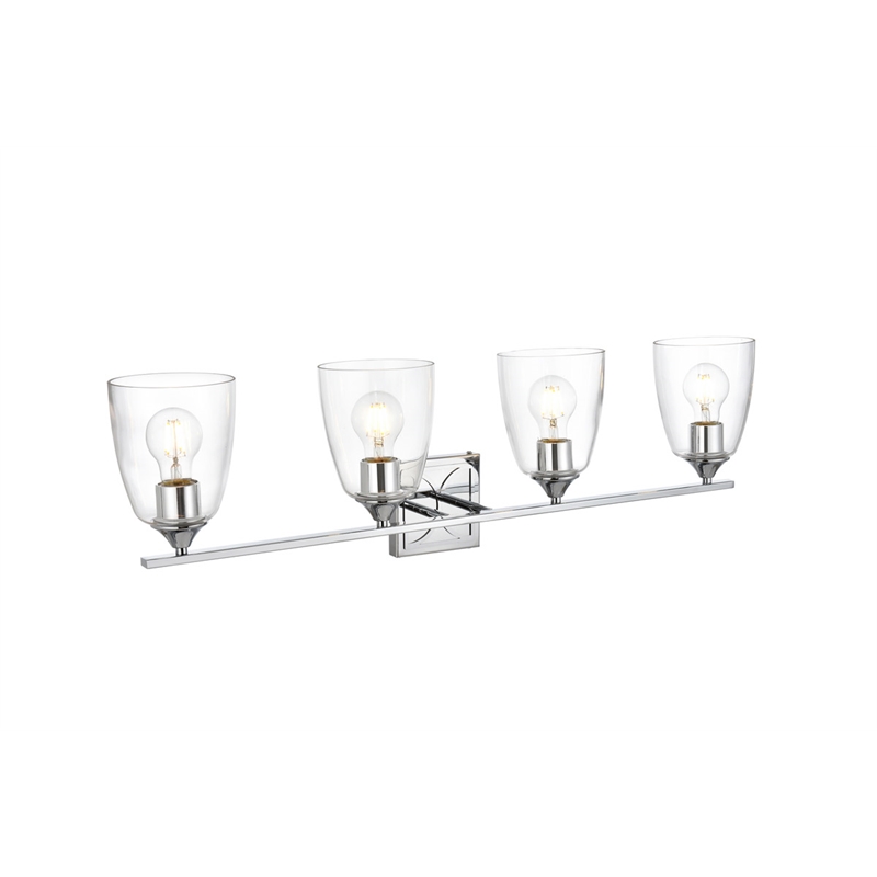 Living District Harris 4-Light Iron & Glass Bath Sconce in Chrome/Clear