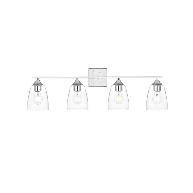 Living District Harris 4-Light Iron & Glass Bath Sconce in Chrome/Clear