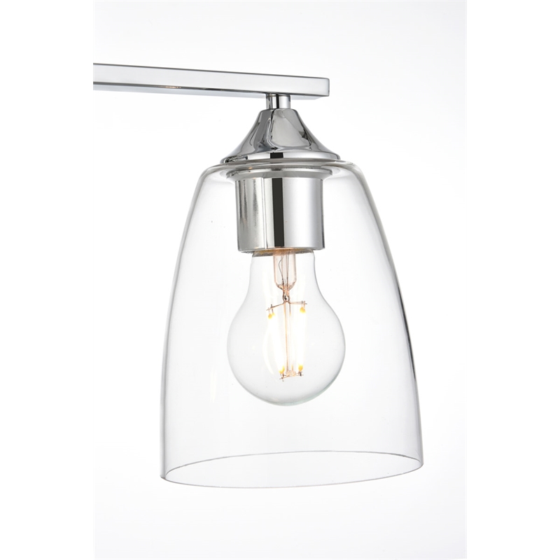 Living District Harris 4-Light Iron & Glass Bath Sconce in Chrome/Clear