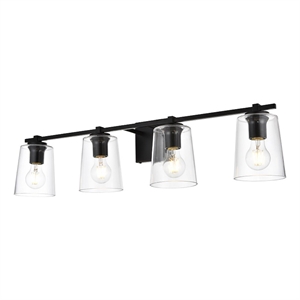 Living District Kacey 4-Light Iron & Glass Bath Sconce in Black/Clear