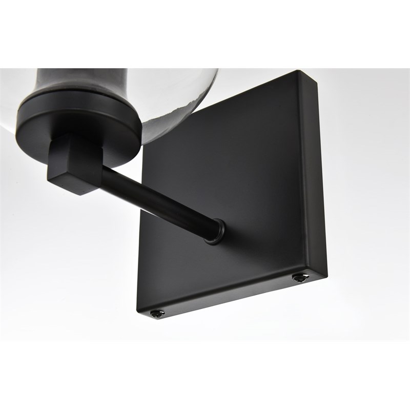 Living District Juelz 1-Light Iron & Glass Bath Sconce in Black/Clear