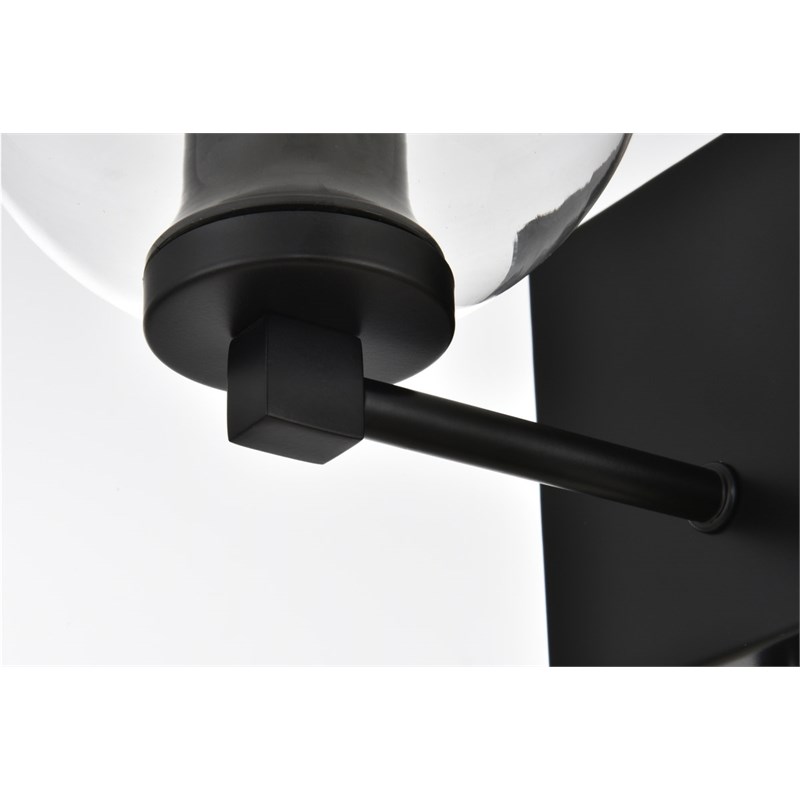 Living District Juelz 1-Light Iron & Glass Bath Sconce in Black/Clear