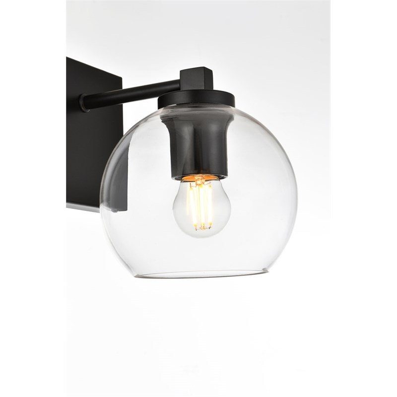 Living District Juelz 1-Light Iron & Glass Bath Sconce in Black/Clear