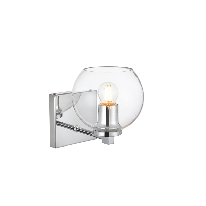 Living District Juelz 1-Light Iron & Glass Bath Sconce in Chrome/Clear