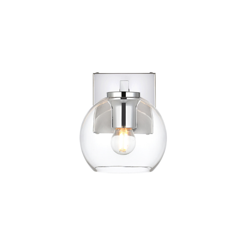 Living District Juelz 1-Light Iron & Glass Bath Sconce in Chrome/Clear