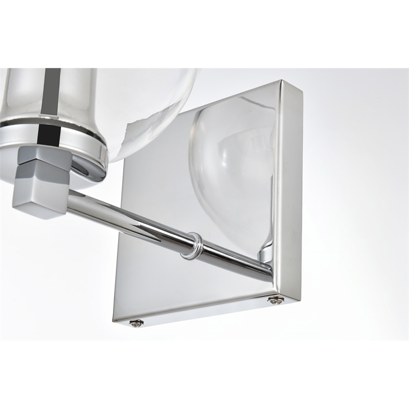 Living District Juelz 1-Light Iron & Glass Bath Sconce in Chrome/Clear