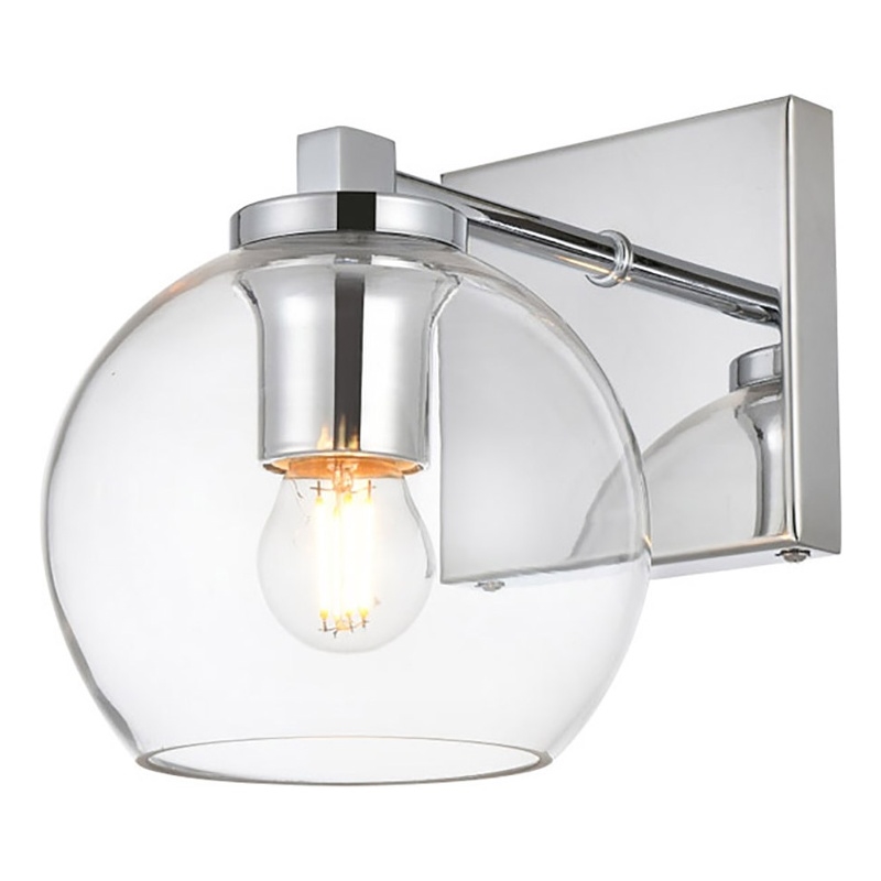 Living District Juelz 1-Light Iron & Glass Bath Sconce in Chrome/Clear