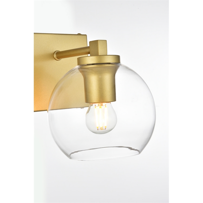 Living District Juelz 1-Light Iron & Glass Bath Sconce in Brass/Clear