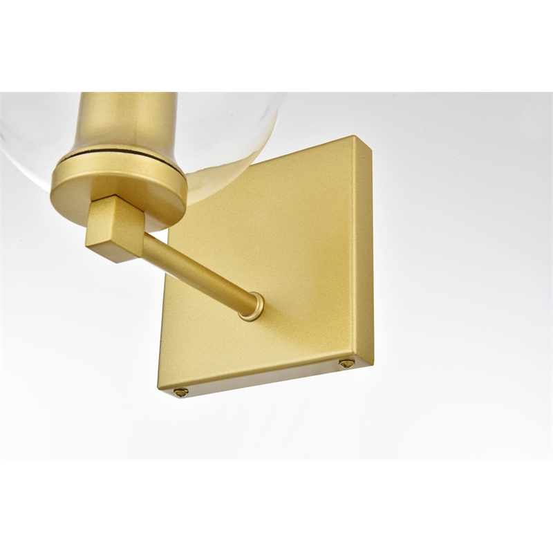 Living District Juelz 1-Light Iron & Glass Bath Sconce in Brass/Clear